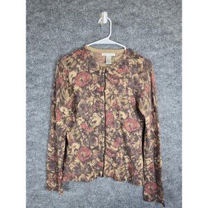 Sarah Spencer Sweater Womens Small Floral Wool Angora Blend Button Up Cardigan